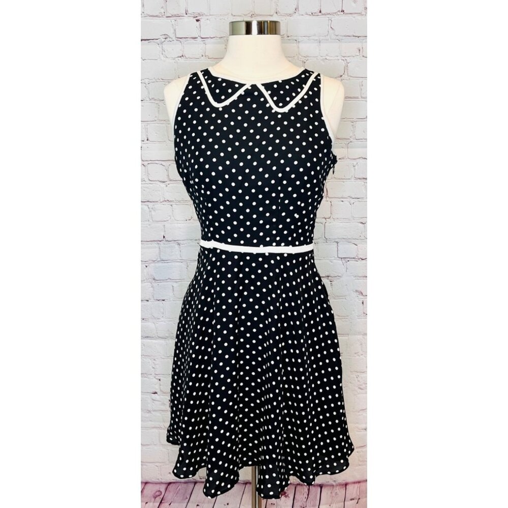 LC Lauren Conrad Black and Cream Dotted Dress 8